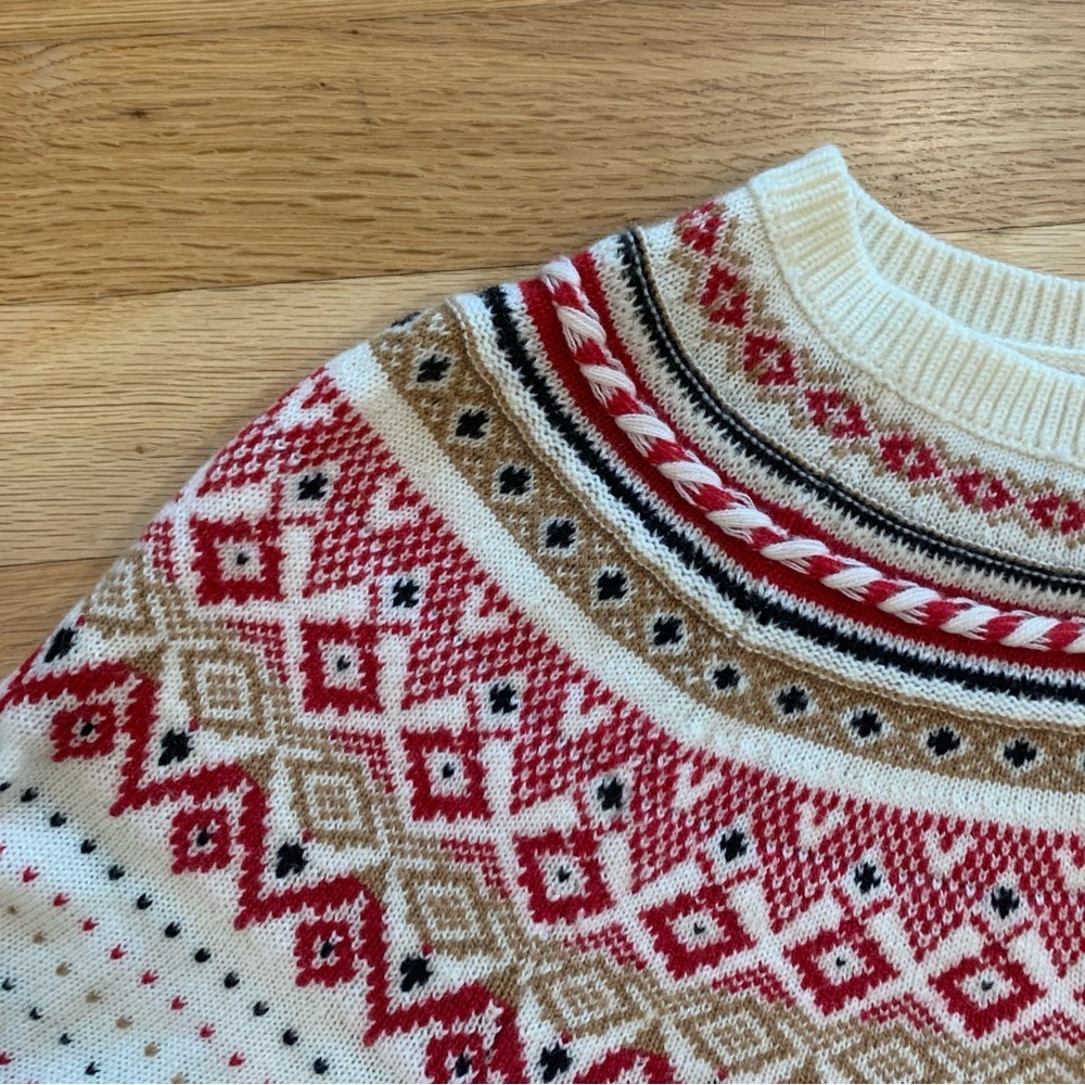 Talbots Womens Diamond Fair Isle Wool Blend‎ Sweater Winter Cozy Aspen Size Med - Picture 3 of 11